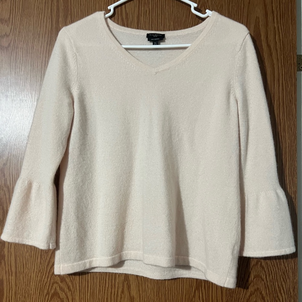 Talbots Baby Pink 100% Cashmere V-Neck Sweater